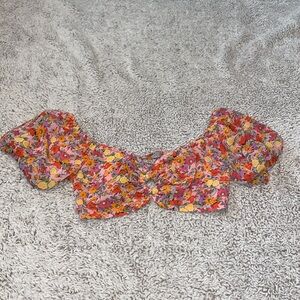 Wild fable floral cropped top. Size Xs lace up back.